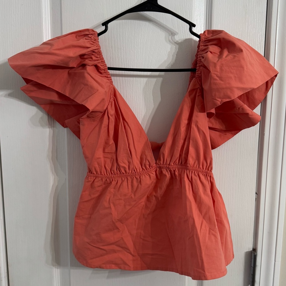 Kendall Lane | Blouse | Coral Puff Sleeve Blouse